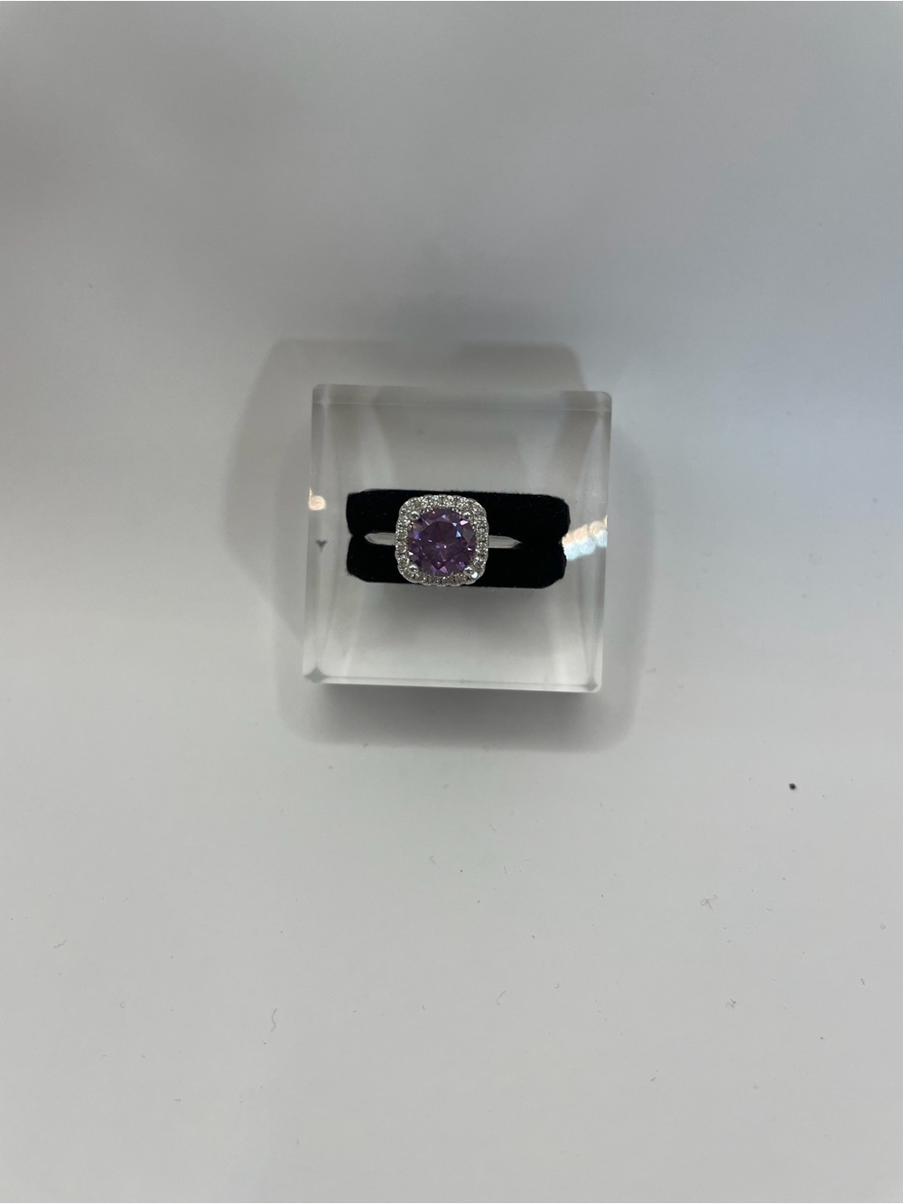 Sterling Silver Purple Amethyst Halo Ring